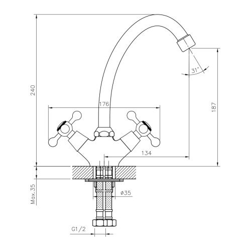Смеситель для кухни DECOROOM DR54 DR54028 на мойку хром - фото 2