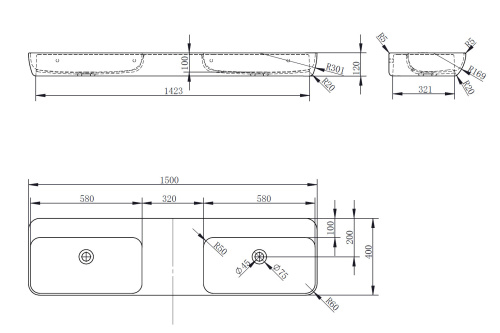 Раковина из полиэфирной смолы Abber KRISTALL AT2807Rubin 150х40 подвесная цвет красный без отверстий под смеситель - фото 3