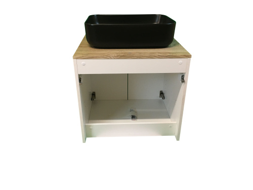 Тумба с раковиной Sintesi STL.W7024_SIN-LVB-APP-409BM 60х55х50 подвесная цвет белый/коричневый/черный матовый - фото 3