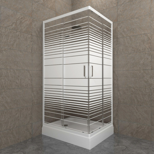 Душевой уголок Тритон Фьюжн Щ0000064851 120х80 стекло прозраное с рисунком профиль белый с поддоном - фото 3