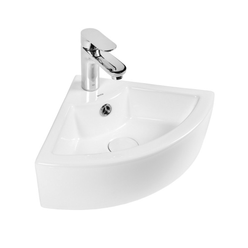 Раковина из сантехнического фарфора Bond Corner S91-320 33х33 подвесная цвет белый глянцевый 1 отверстие под смеситель