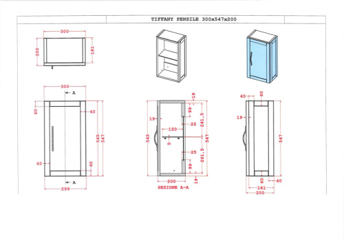 Шкаф Cezares TIFFANY 54959 30х20х55 подвесной - фото 2