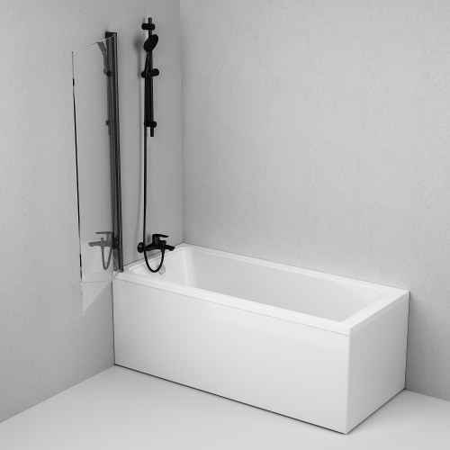 Душевая шторка на ванну Am.Pm Gem W90BS-D080-140BT 80х140 стекло прозрачное профиль черный матовый ориентация универсальная - фото 4