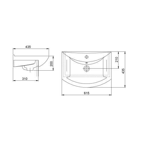 Раковина из сантехнического фарфора Onika Грация 1.3120.3.S00.11B.0 61х43 накладная цвет белый 1 отверстие под смеситель - фото 4