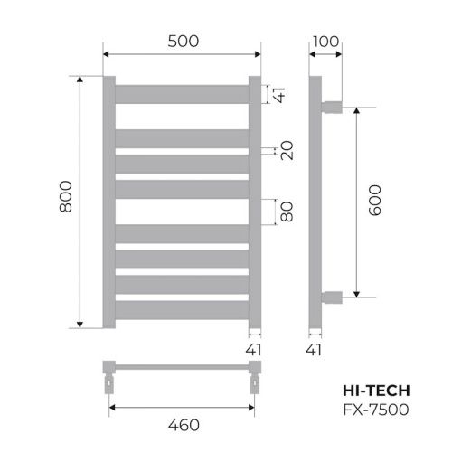 Полотенцесушитель Fixsen FX-7500B 50х80 электрический черный - фото 3