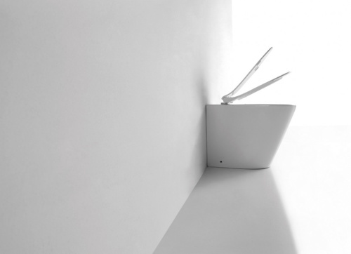 Унитаз приставной CeramaLux 3178 белый глянцевый с сиденьем микролифт безободковый каскадный смыв - фото 5