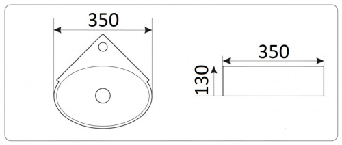 Раковина из санфаянса CeramaLux 9359 35х35 подвесная цвет белый 1 отверстие под смеситель - фото 2