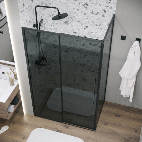 Душевая перегородка Grossman Galaxy 200.K33.01.90.21.10 90х195 стекло тонированное профиль черный матовый - фото 5