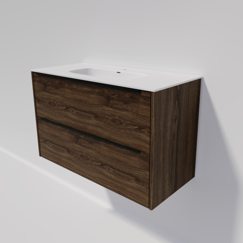 Тумба под раковину La Fenice Tesoro FNC-01-TES-DGT-100-2 99х44х62 подвесная цвет темно-коричневый матовый - фото 5