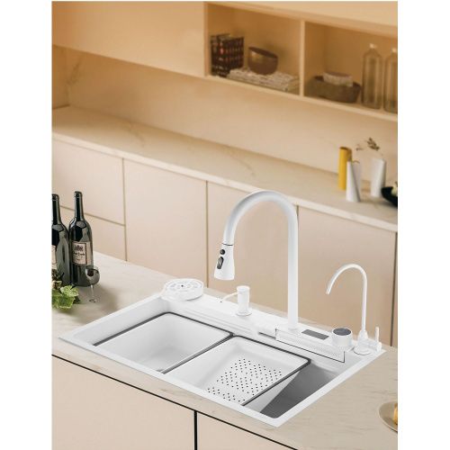 Кухонная мойка Savol S-SC002W 75х46 цвет белый поверхность матовая - фото 5