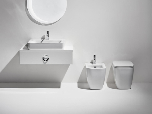 Чаша унитаза приставная Simas HE 01 bia цвет белый без сиденья безободковая душевой смыв - фото 2