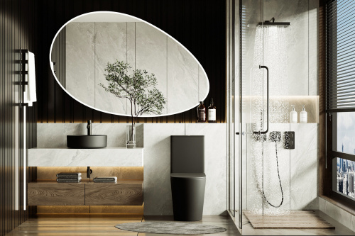 Унитаз напольный с бачком Abber Bequem AC1112TMB черный матовый с сиденьем безободковый смыв торнадо - фото 3