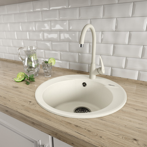 Кухонная мойка LeMark Sula 500 9910006 50х50 цвет бежевый поверхность матовая - фото 3