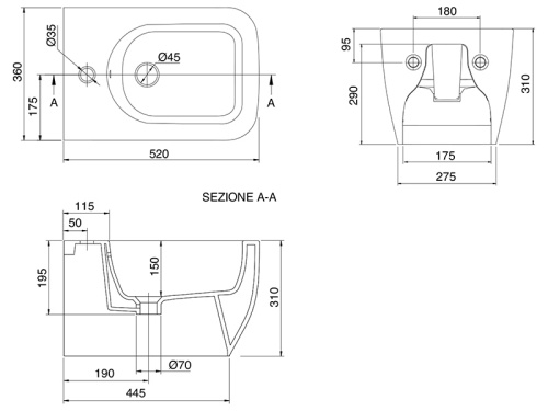 Биде Scarabeo Teorema 2.0 5127 подвесное - фото 3