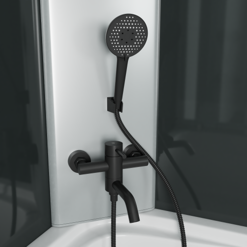 Смеситель для ванны Rush Melos SUS1101-44Black настенный черный - фото 3