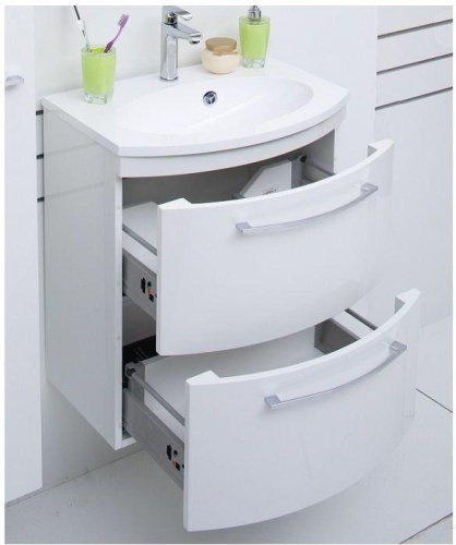 Тумба с раковиной De Aqua Лонг 167119 59х42х64 подвесная цвет белый - фото 3