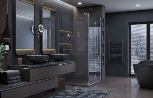 Душевой уголок Ambassador Diamond 12011105R 90х90 стекло прозрачное профиль хром глянцевый без поддона - фото 3