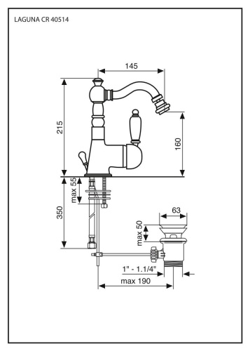 Смеситель Emmevi Laguna 40514/CO на биде хром - фото 2