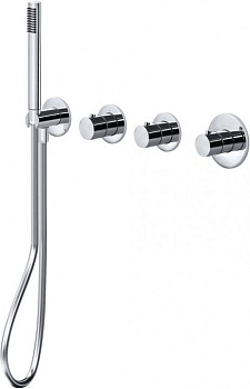 Смеситель для ванны с душем Paffoni Modular Box MDE000ST настенный сталь с термостатом