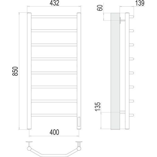 Полотенцесушитель Terminus 4670078531209 43х85 электрический хром - фото 3