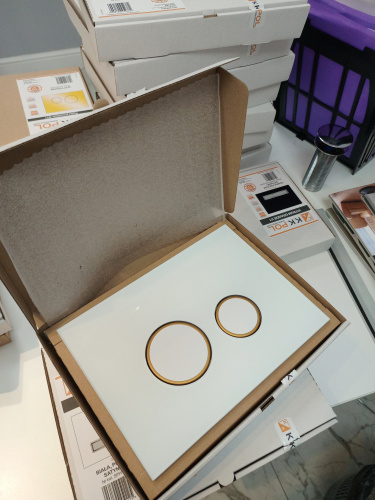 Клавиша смыва механическая KK POL Vitrum Grande V4 Orbis SPP/046/0/K цвет белый/золото - фото 2