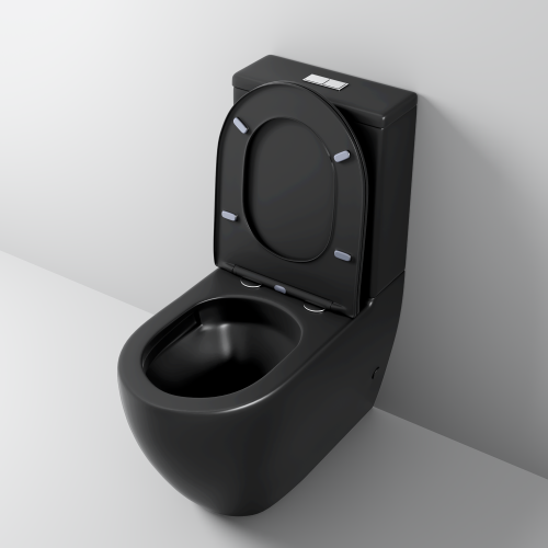 Унитаз напольный с бачком Grossman Торнадо GR-4446BMSQ черный матовый с сиденьем безободковый смыв торнадо - фото 3