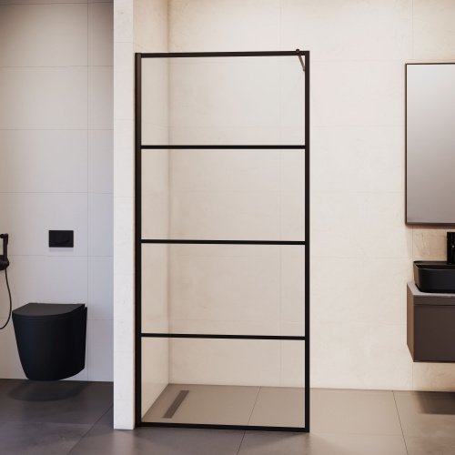 Душевая перегородка RGW Walk In 351001990-84 90х200 стекло с рисунком профиль черный - фото 3