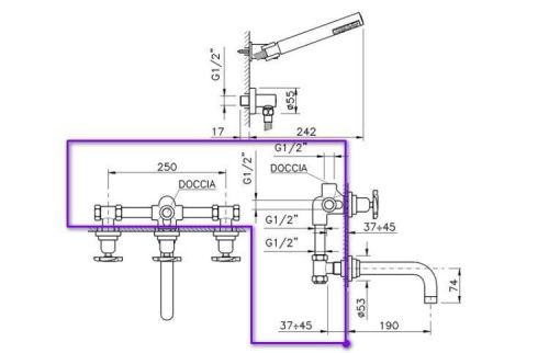 Встраиваемая часть смесителя Nicolazzi C2203DX