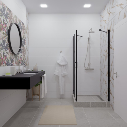 Душевой уголок Тритон Йота-Блэк Щ0000054032 90х90 стекло прозрачное профиль черный без поддона - фото 2