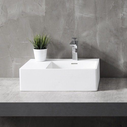 Раковина из искусственного камня Abber STEIN AS2644 R 56х39 подвесная цвет белый матовый без отверстий под смеситель - фото 2