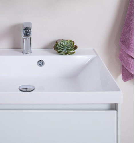 Комплект мебели: тумба с раковиной + зеркало-шкаф Aquanet Гласс 00240465 80x45x141 напольный/подвесной цвет белый - фото 5