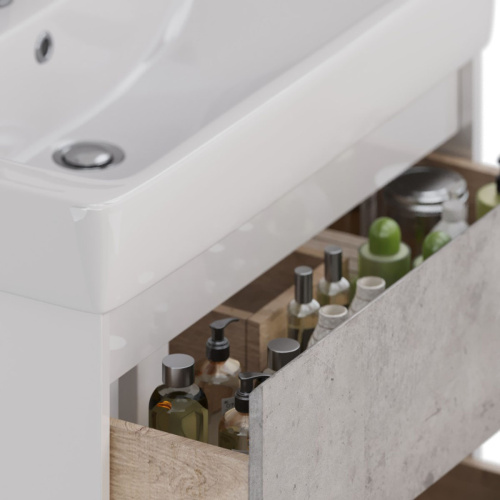 Тумба под раковину LeMark Combi LM03C80T-Beton 74х44х65 напольная/подвесная цвет бетон/белый - фото 4