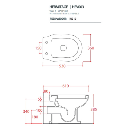 Чаша унитаза напольная Artceram HERMITAGE HEV003 03 00 nero цвет черный без сиденья - фото 2