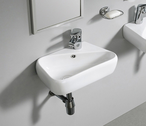 Раковина из санфаянса CeramaLux 9275L 45х28 подвесная цвет белый 1 отверстие под смеситель - фото 4