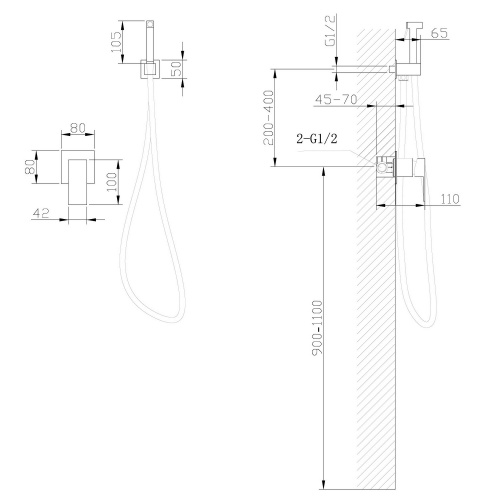 Гигиенический душ со смесителем ABBER Daheim AF8225SP сатин - фото 4