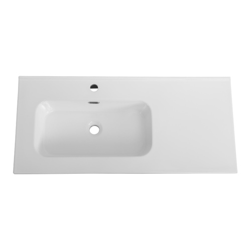 Раковина керамическая Cezares DUET CZR-8095-100-L 101х46 подвесная цвет белый глянцевый 1 отверстие под смеситель - фото 2