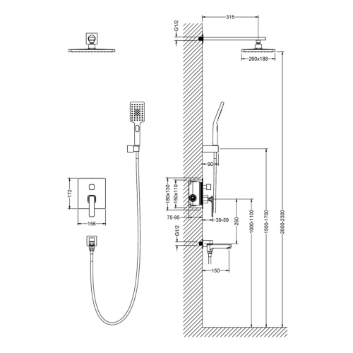 Душевая система Timo Saona SX-2370/00SM встраиваемая в стену - фото 2