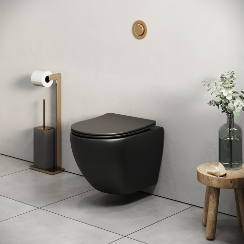Унитаз подвесной Grossman Color GR-4455BMS черный матовый с сиденьем микролифт безободковый каскадный смыв - фото 5