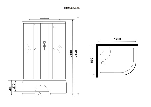 Душевая кабина Niagara Eco E120/80/40L/TN 120х80 асимметричная с крышей ориентация левая - фото 4