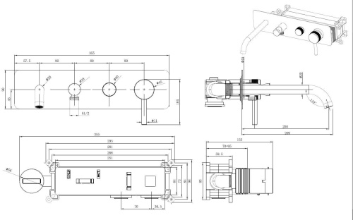 Смеситель для ванны с душем Allen Brau Priority 5.31A05-GB встраиваемый в стену золото - фото 5