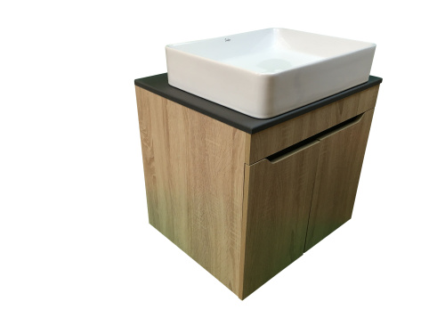 Тумба с раковиной Sintesi STL.W7023_SIN-LVB-APP-407 60х55х50 подвесная цвет темно-серый/коричневый/белый - фото 3