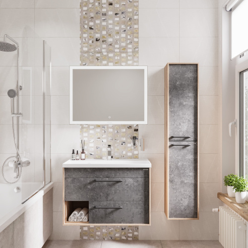 Шкаф-пенал Grossman Реал 303007 30х25х150 подвесной цвет веллингтон/бетон - фото 3