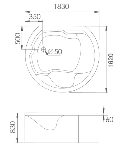Ванна акриловая гидромассажная Gemy G9063 O 183х162 отдельностоящая овальная с каркасом - фото 3