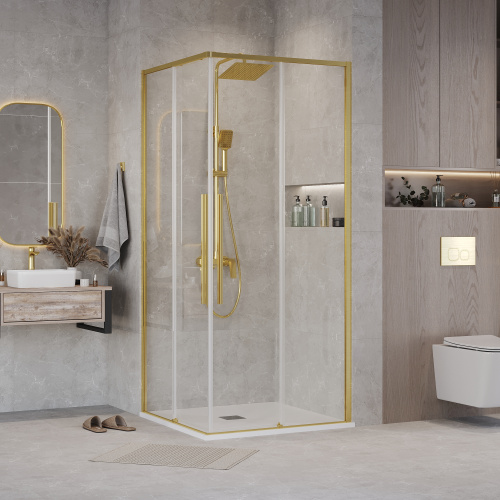 Душевая дверь Grossman Galaxy 1/2.K33.01.11.32.00 110х195 стекло прозрачное профиль золото глянцевое - фото 3