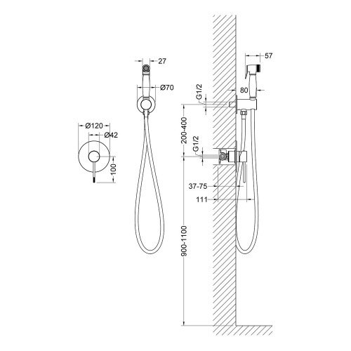 Смеситель с гигиеническим душем Timo Saona 2389/19SM встраиваемый в стену розовое золото - фото 2