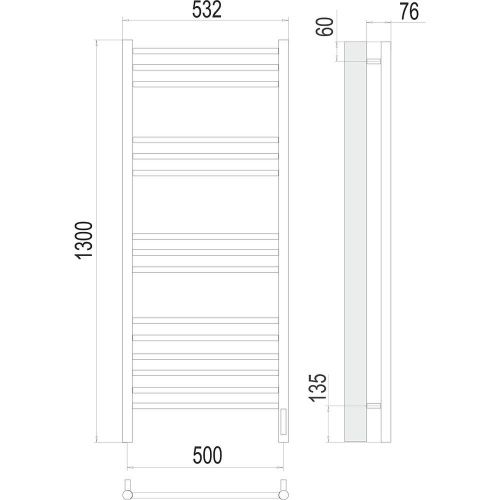 Полотенцесушитель Terminus 4670078527233 53х130 электрический хром - фото 3