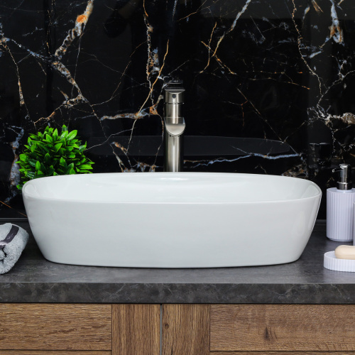 Раковина из сантехнического фарфора Melana 78329-805 60х38 накладная цвет белый без отверстий под смеситель - фото 4