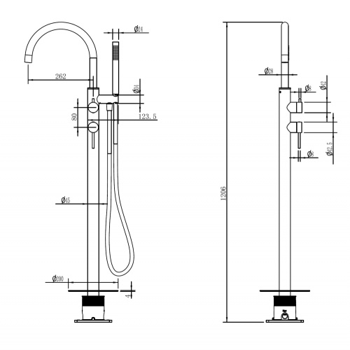 Смеситель Abber Wasser Kreis 316 AF8115BST напольный сталь брашированная - фото 2