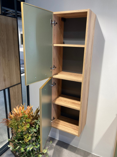 Шкаф-пенал Orka Salerno 3005748 40х32х138 подвесной цвет зеленый матовый/светло-коричневый - фото 5