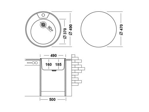 Кухонная мойка Ukinox Фаворит FAL490 -GT8K 0C 49х49 цвет стальной поверхность рифленая - фото 3